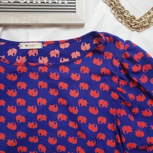 Elephant Print Puff Sleeve Top